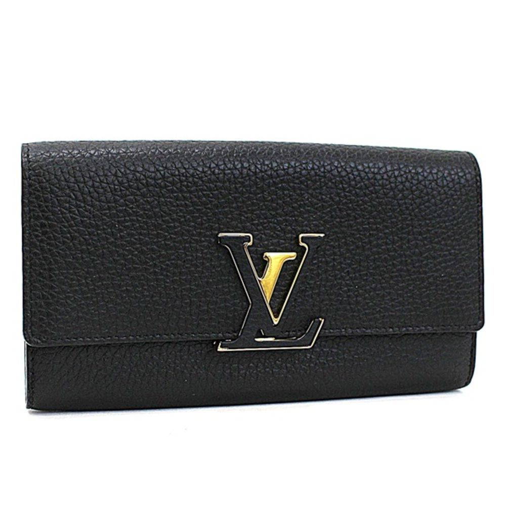 Portefeuille Capucines Taurillon Leather Noir Black Long Wallet
